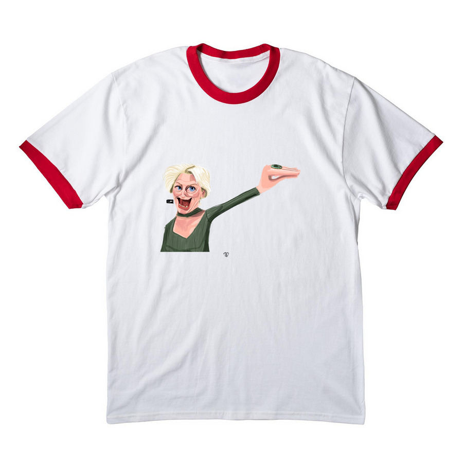 CLIP!, a White/ Red Cotton Ringer Tee