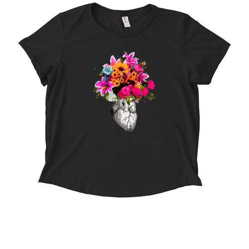 Grow Love, a Deep Black Allmade Eco Triblend Women?s Scoop Neck Tee