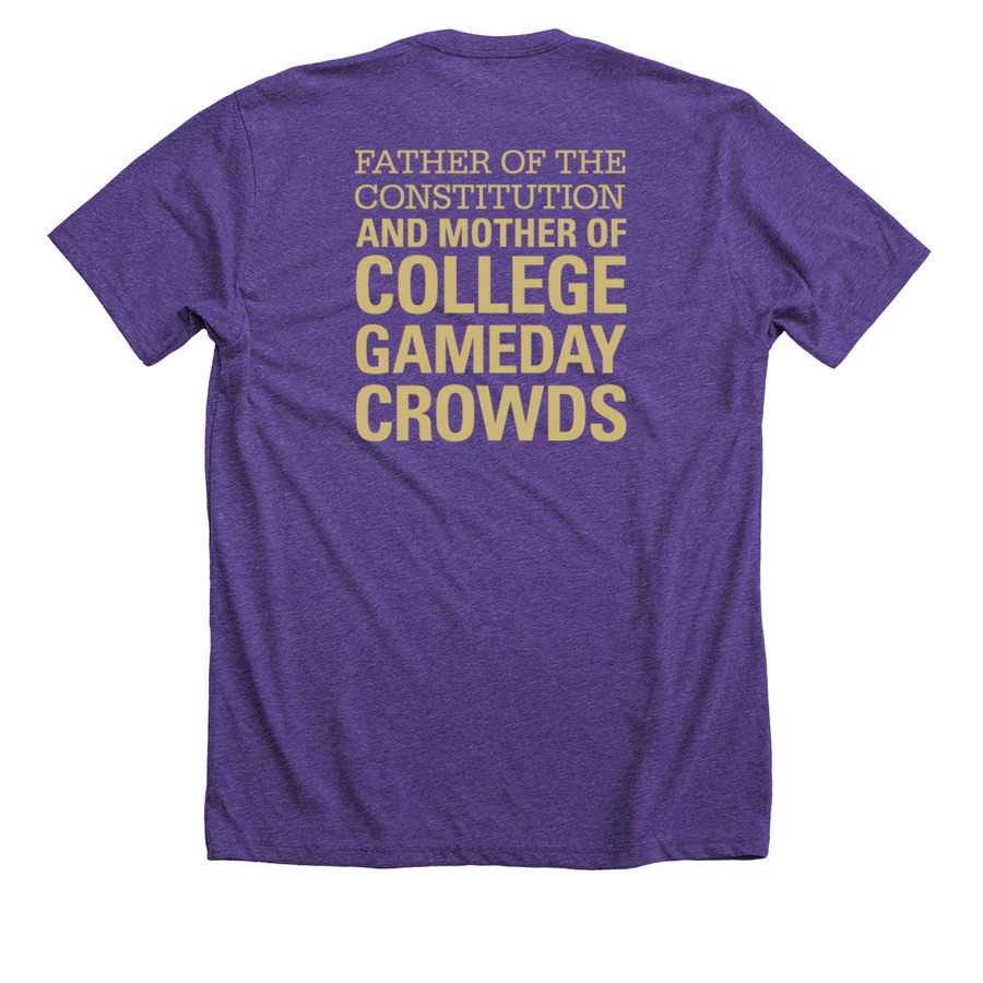 Founding Father of Football, a Heather Team Purple Premium Unisex Tee (back-view)