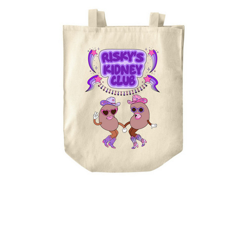 "Riskey's Kidney Club" Canvas Tote Bag, a Natural Over-the-Shoulder Shopping Tote Bag
