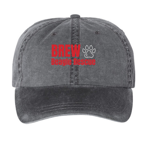 BREW Billed or Bucket Hat, a Black Printed Pigment Dye Baseball Cap