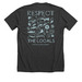 New Wave - Respect the Locals, a Dark Grey Heather Premium Unisex Tee (back-view)