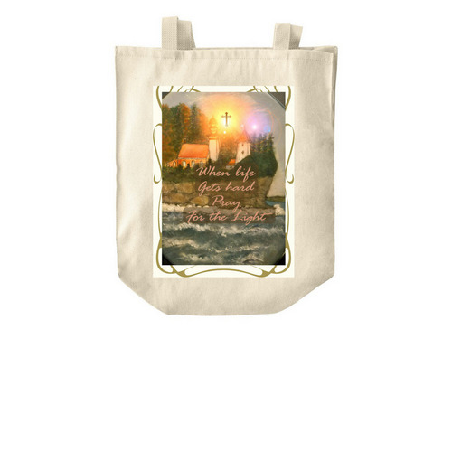 Pray for the Light over-shoulder Tote, a Natural Over-the-Shoulder Shopping Tote Bag