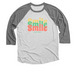 SMILE AND NOD, a Premium Heather and Heather White 3/4 Sleeve Baseball Tee