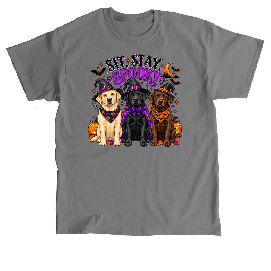 Sit Stay Spooky Labs With Scarves, a Charcoal Classic Unisex Tee