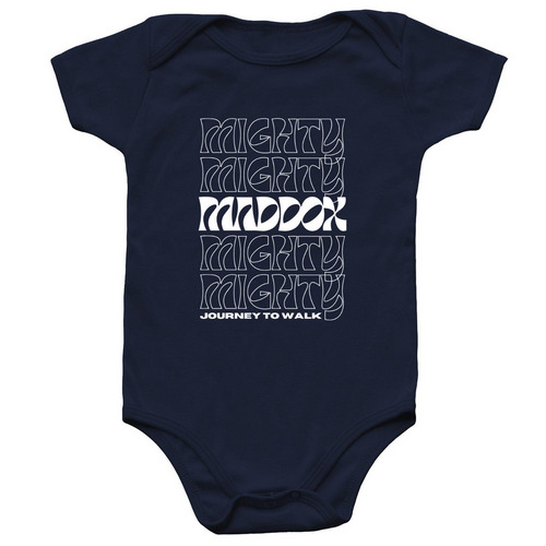Mighty Maddox Funky White Logo Infant Onesie, a Navy Infant Onesie