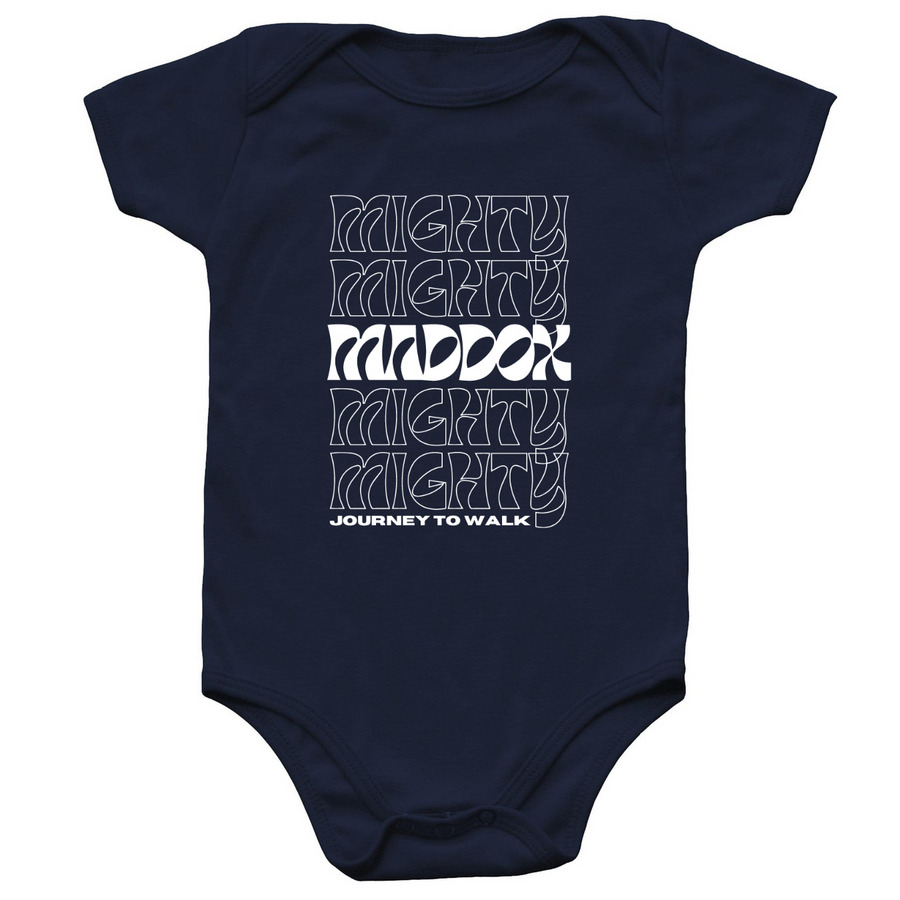 Mighty Maddox Funky White Logo Infant Onesie, a Navy Infant Onesie