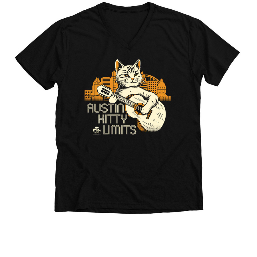 Austin Kitty Limits, a Solid Black Blend Premium V-Neck Tee