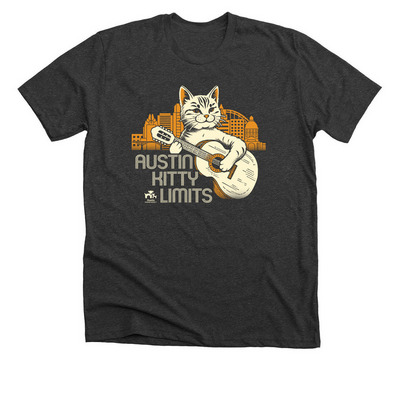 Austin Kitty Limits, a Dark Grey Heather Premium Unisex Tee