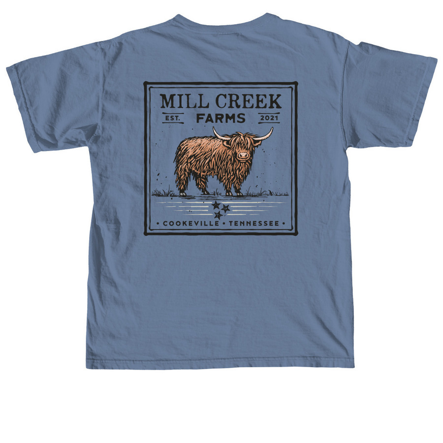 Mill Creek Farms Favorites, a Blue Jean Comfort Colors Unisex Tee (back-view)