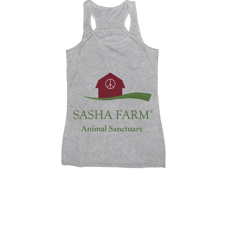 SASHA Farm logo tank tops, a Athletic Heather Women's Racerback