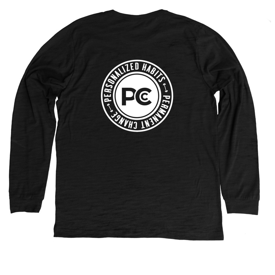 Permanent Change Coaching v3, a Solid Black Blend Premium Long Sleeve Tee (back-view)