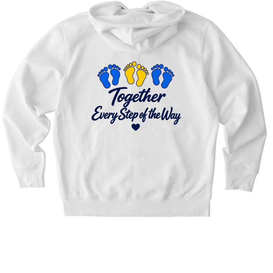 Step Up for Down Syndrome 2026, a White Stanley/Stella Unisex Cultivator 2.0 Zip Up Pullover Hoodie (back-view)
