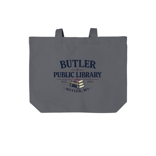 Library Book Logo - Canvas Tote Bag, a Storm Grey Cotton Canvas Tote Bag