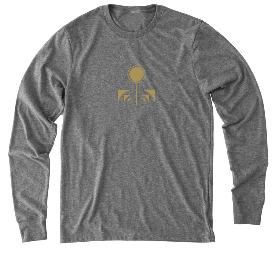TDK Logo on Front, TDK Name on Back, a Aluminum Grey Allmade Eco Triblend Long Sleeve Tee