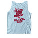 Filled with Whimsy & Political Rage, a Chambray Comfort Colors Tank Top (back-view)