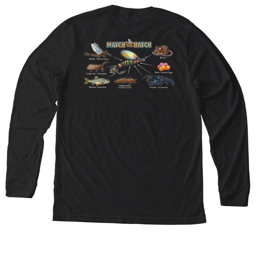 Match the Hatch MHSST Logo Front/Back - M, a Solid Black Blend Premium Long Sleeve Tee (back-view)