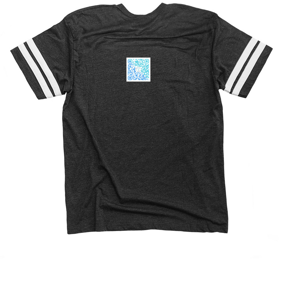 Never Calm, Always Active Heartbeats!, a Vintage Smoke / White Football Jersey Tee (back-view)