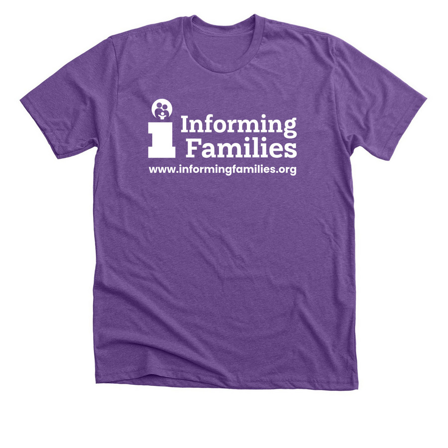 Informing Families Logo Apparel, a Heather Team Purple Premium Unisex Tee
