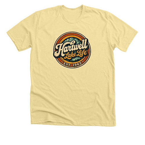 Hartwell Lake Life Cares, a Heather French Vanilla Premium Unisex Tee