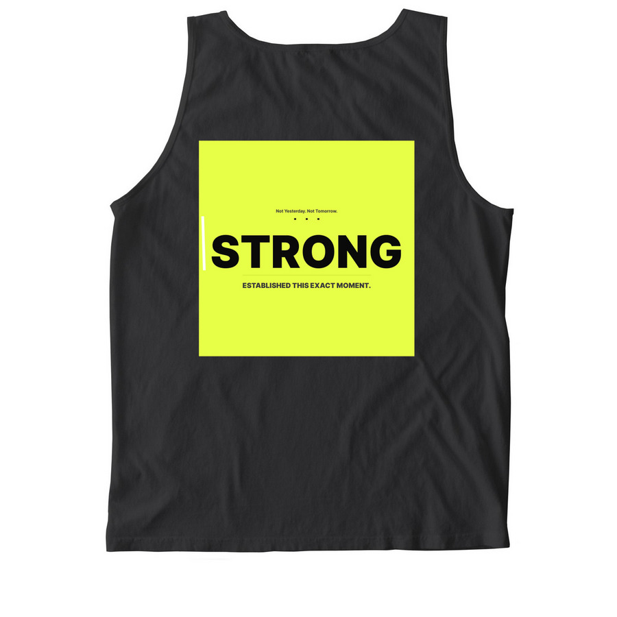 CPF/STRONG, a Black Comfort Colors Tank Top (back-view)
