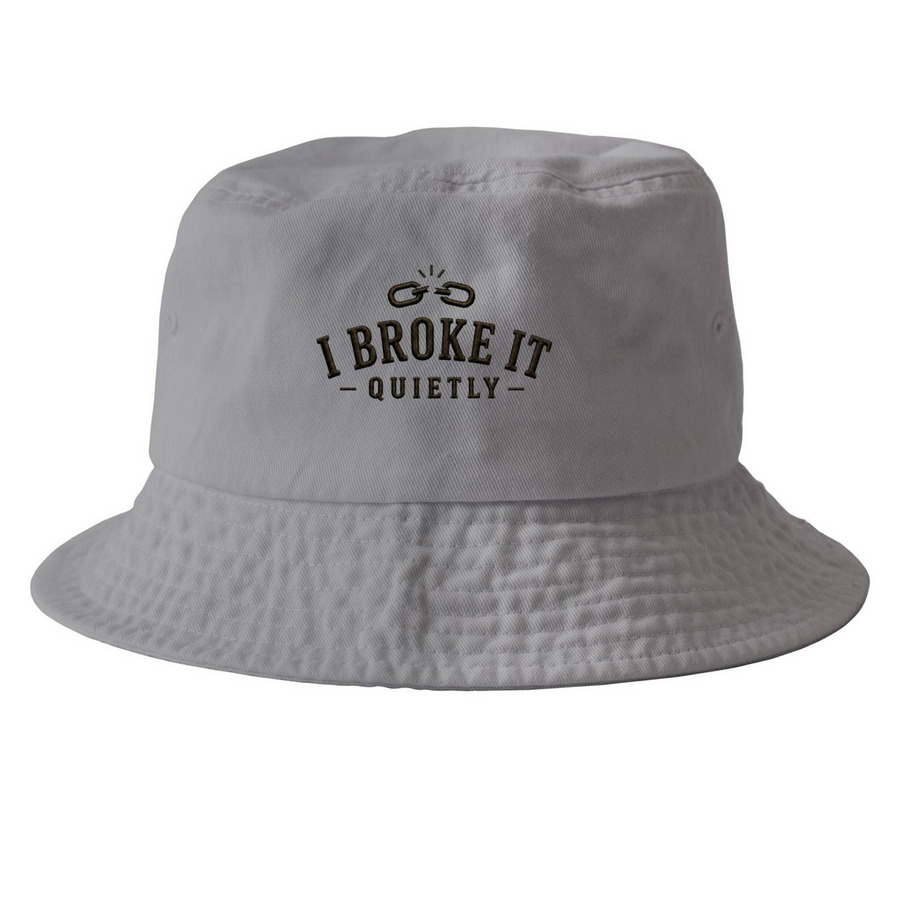I Broke It Quietly? Bucket Hat&nbsp;, a Grey Printed Bucket Hat