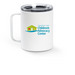 Mental Health Awareness Month: Mugs, a White Stainless Steel Travel Mug (back-view)