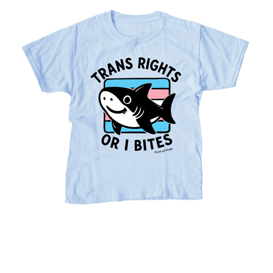"...or I Bites" Cute Shark, a Light Blue Youth Unisex Tee