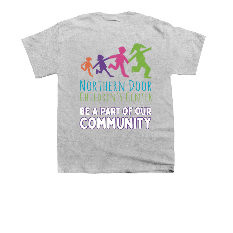 Kids Be Part of Our Community, a Sport Grey Youth Unisex Tee (back-view)