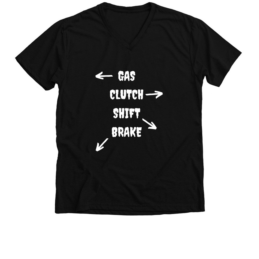 Gas-Clutch-Shift-Brake, a Solid Black Blend Premium V-Neck Tee