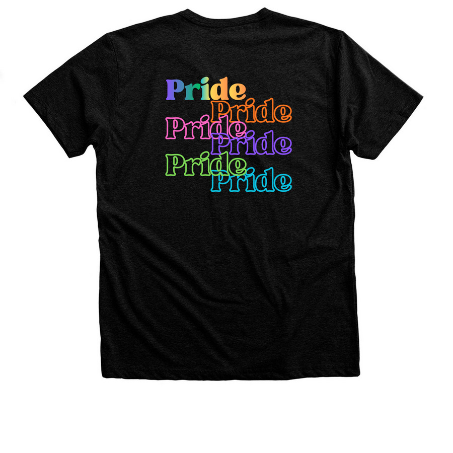 PridePridePridePridePridePride, a Black Heather Premium Unisex Tee (back-view)