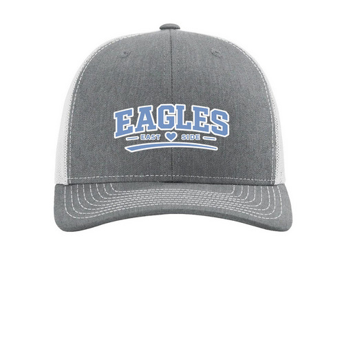 East Side Trucker Hat, a Heather Grey/ Light Grey Printed Snapback Trucker Cap