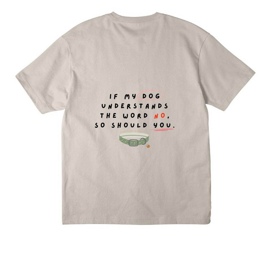 No Means No, a Dust Unisex Heavyweight Tee (back-view)