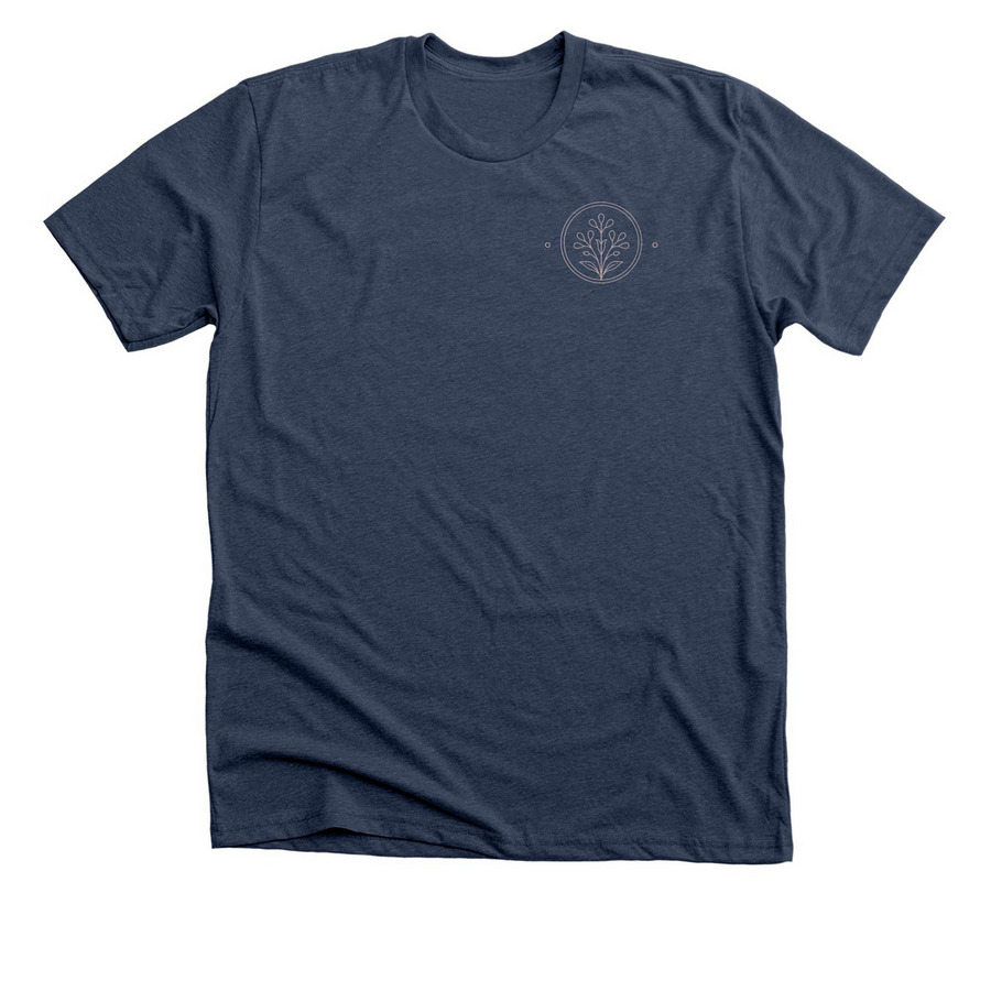 Bellas Floral Logo, a Heather Navy Premium Unisex Tee