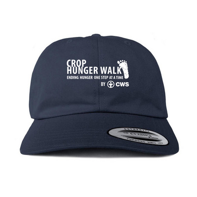 CROP Hunger Walk Screenprint Logo Hat, a Navy Printed Classic Baseball Cap