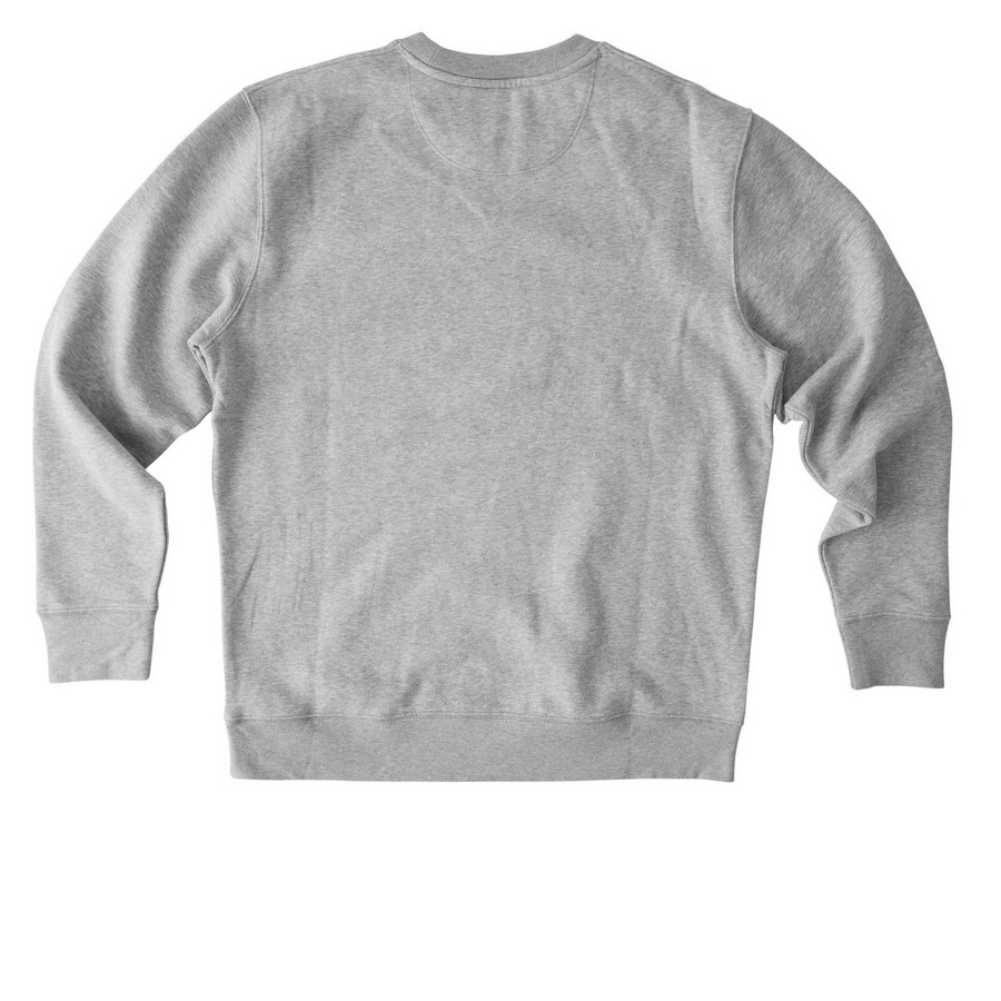 "Yinz deserve the full story." crewneck, a Heather Grey Stanley/Stella Unisex Changer 2.0 Crewneck Sweatshirt (back-view)