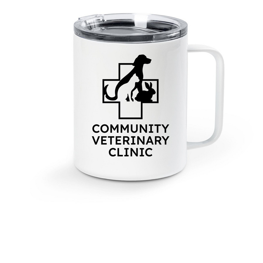 Community Vet Clinic Insulated Mug, a White Stainless Steel Travel Mug