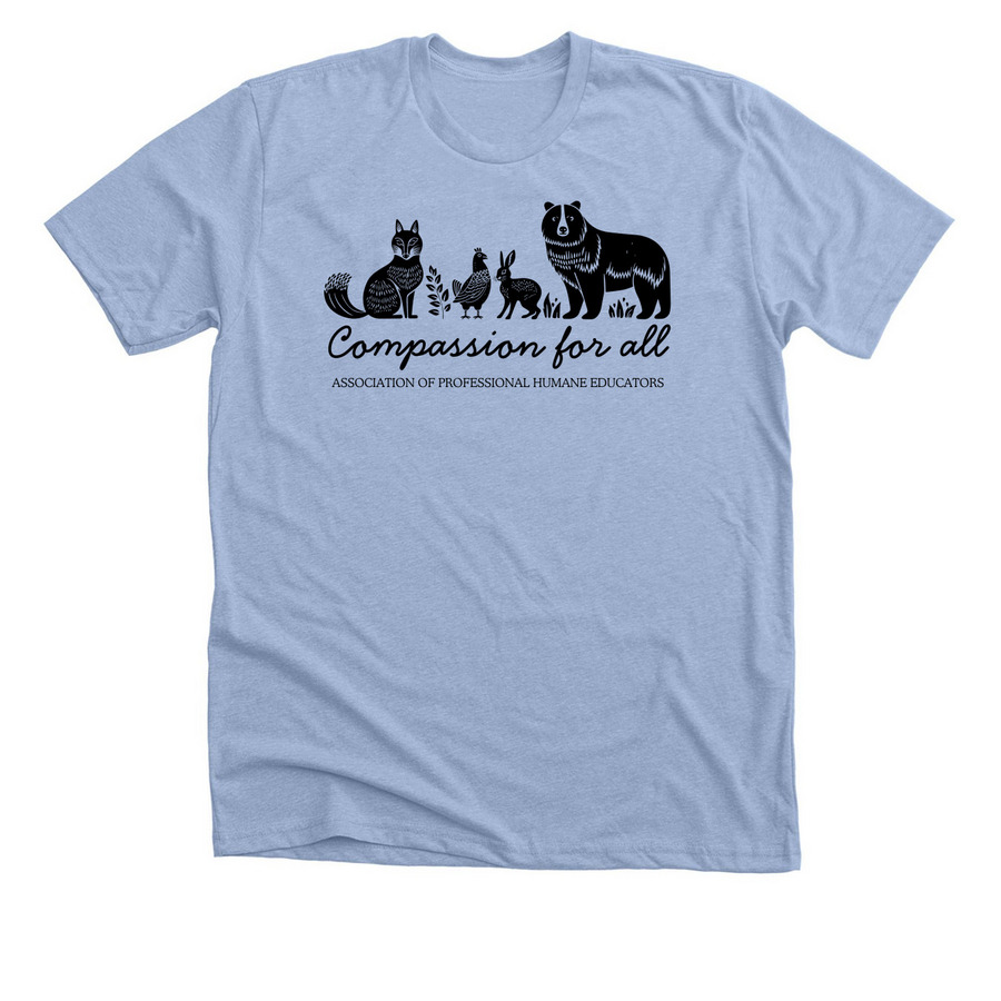 Compassion for All Wildlife Design, a Heather Baby Blue Premium Unisex Tee