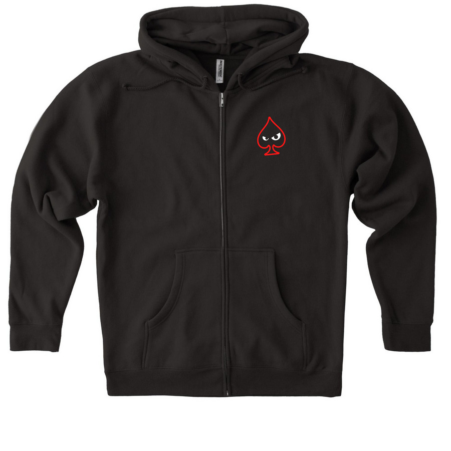 Absolute Nuts Spade, a Black Heavyweight Zip Up Hoodie