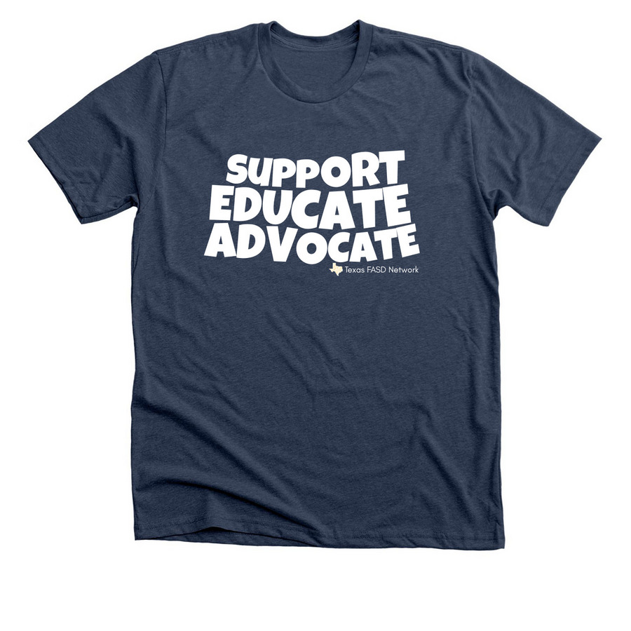 TX FASD - Support Educate Advocate Wave, a Heather Navy Premium Unisex Tee