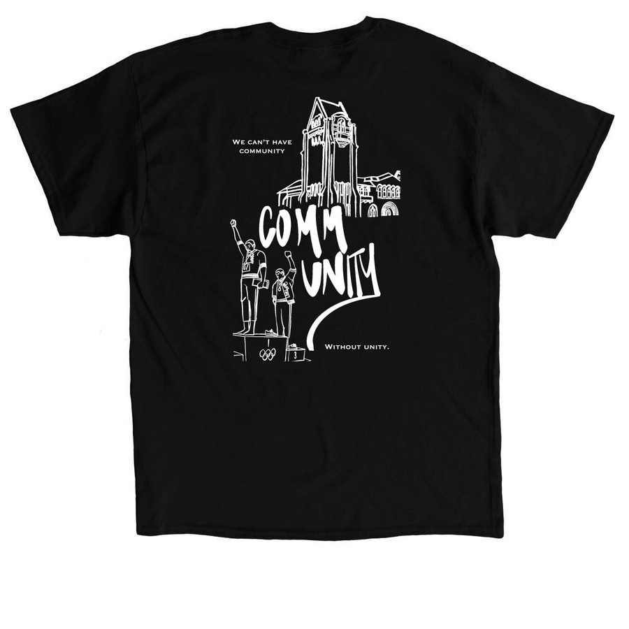 SJSU Community Design, a Black Classic Unisex Tee (back-view)