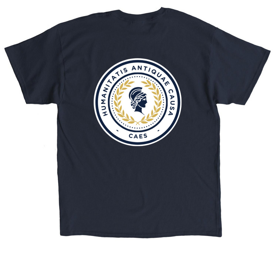 CAES Institute T-shirt, a Navy Classic Unisex Tee (back-view)