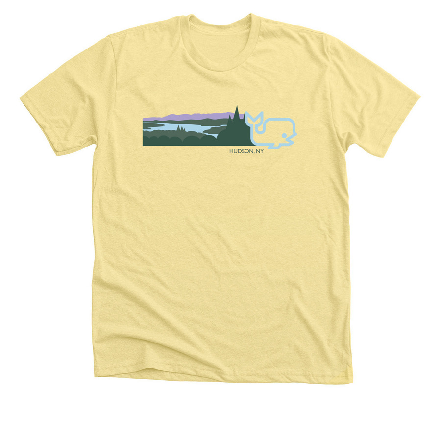 Hudson Area Library SPOUT & Riverscape Shirts, a Heather Yellow Gold Premium Unisex Tee