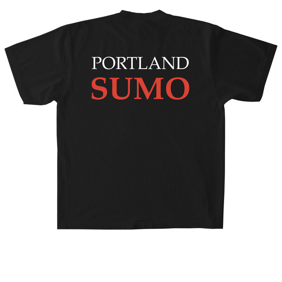 OG 2.0 Left Chest + Text on Back, a Black Heavyweight Garment Dye Tee (back-view)