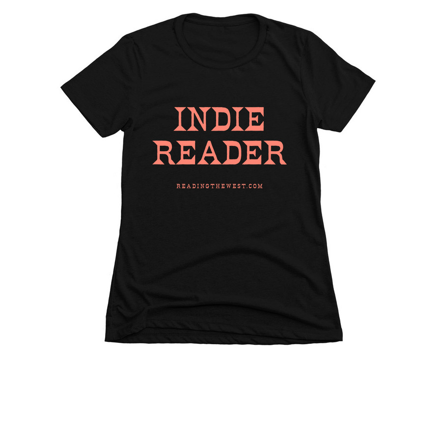 Indie Reader Mesa (pink text), a Black Women's Slim Fit Tee