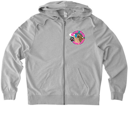 Ask Me About My BTBB Foster Puppy (zip-up), a Granite Grey Heather Allmade Organic French Terry Zip Up Hoodie