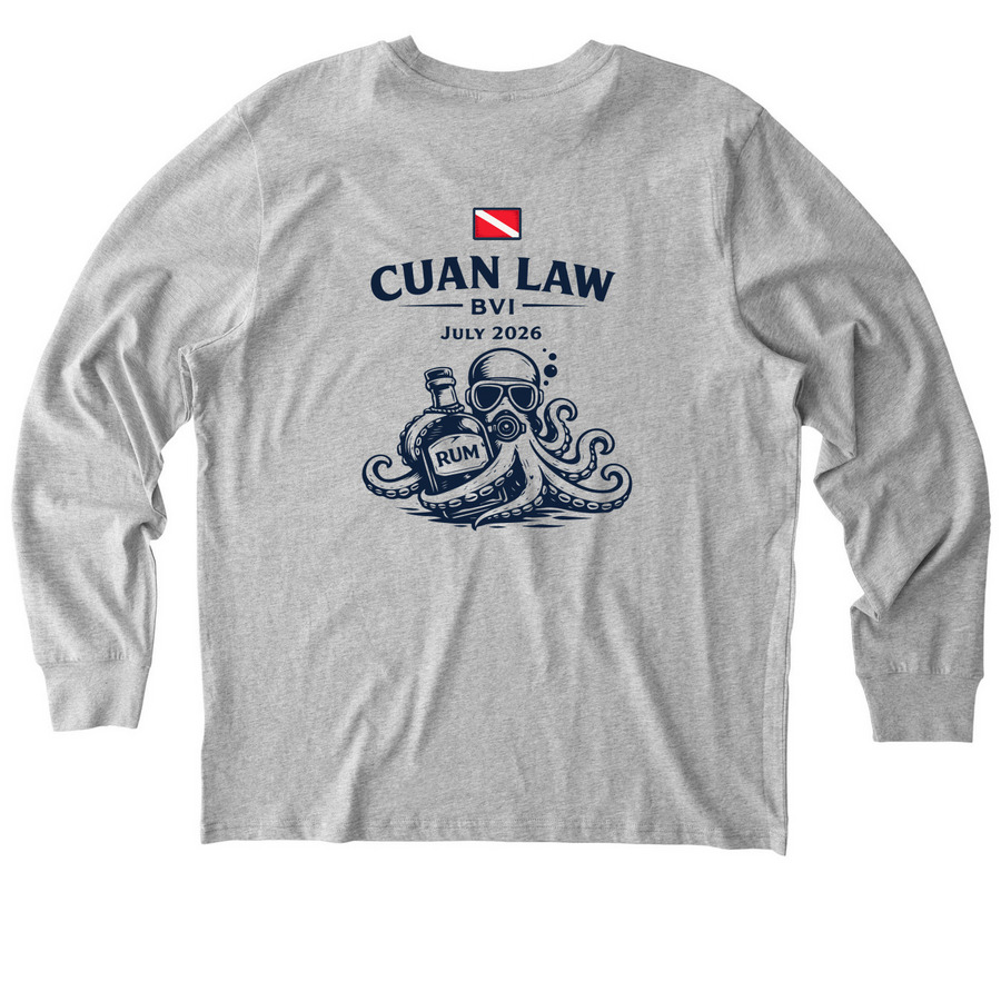 Long Sleeve Unisex, Blue Logo, a Heather Grey Stanley/Stella Unisex Creator 2.0 Long Sleeve Tee (back-view)