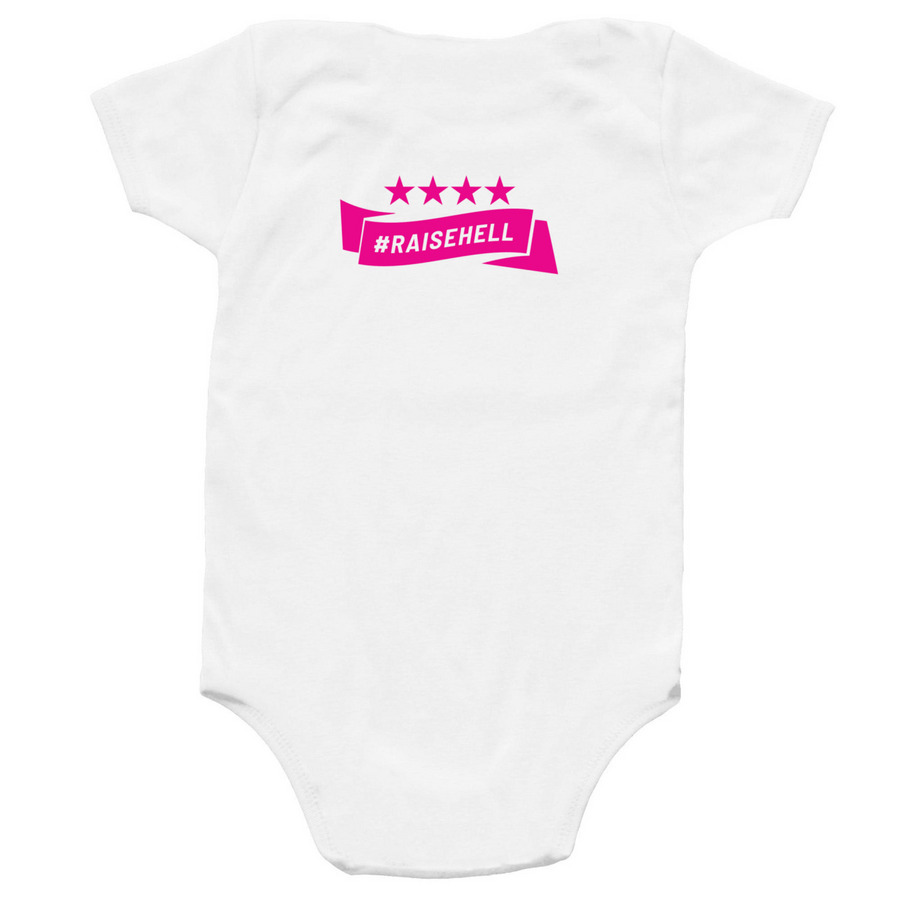 The Pink Agenda Stars | Baby, a White Infant Onesie (back-view)
