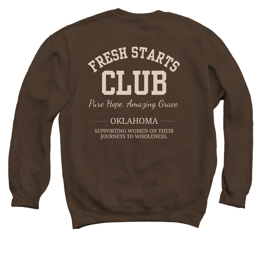 Fresh Starts Club, a Dark Chocolate Crewneck Sweatshirt (back-view)