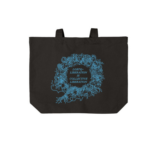 LGBTQ+ Liberation Organic Cotton Tote Bag, a Deep Black Cotton Canvas Tote Bag